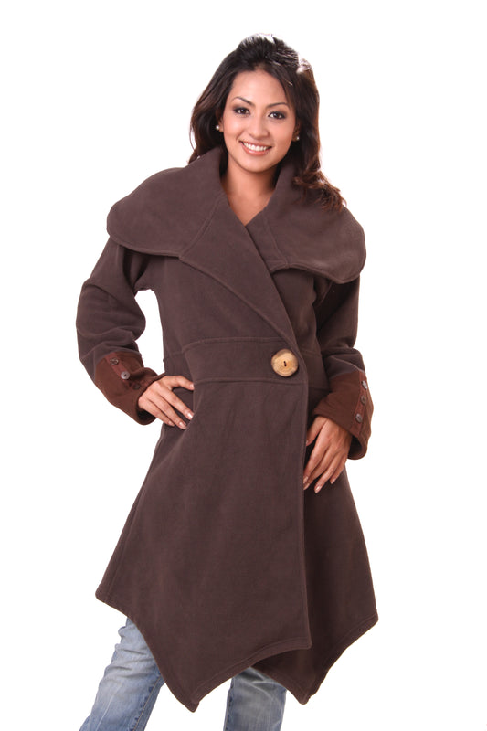 Fleece Coat with Oversized Collar