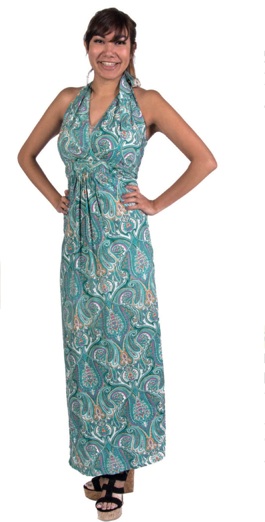 Printed Rayon Long Maxi halter Dress