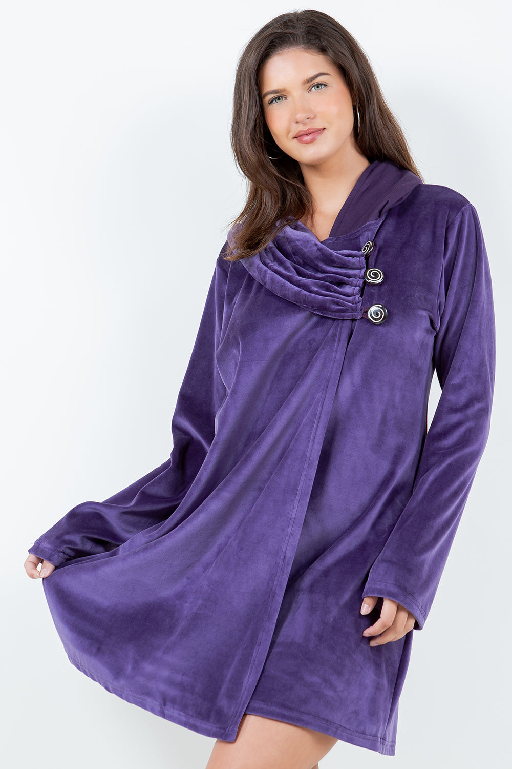 Cotton Velvet Three Button Wrap
