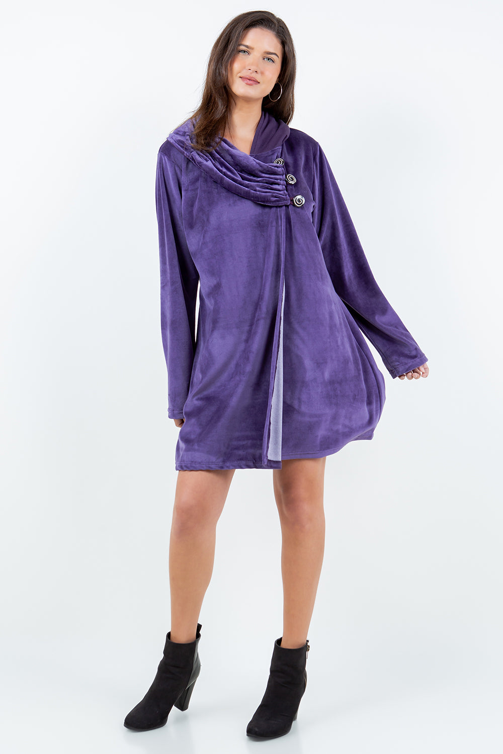 Cotton Velvet Three Button Wrap