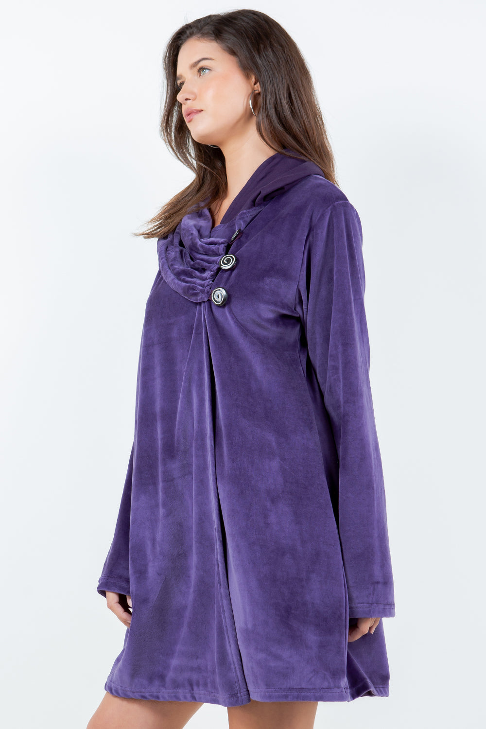Cotton Velvet Three Button Wrap