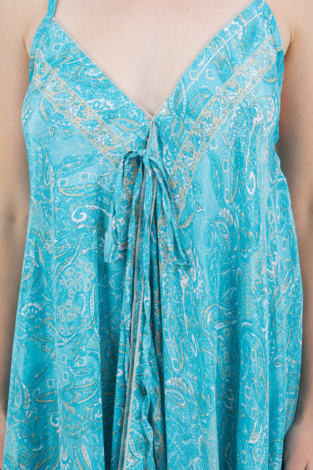 Silky Long Halter Dress with Pockets