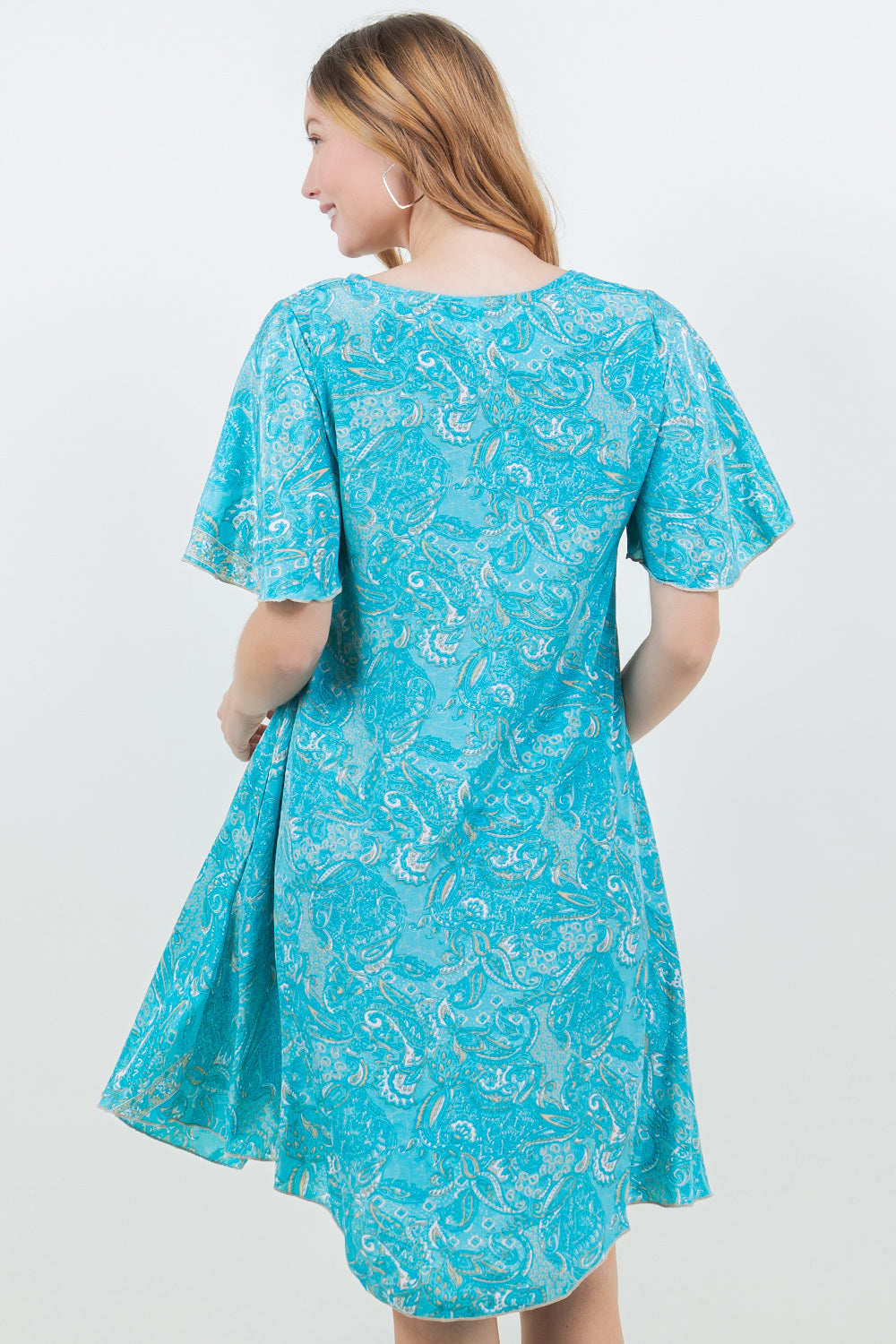 Silky Cap Sleeve Knee Length Dress with Pockets