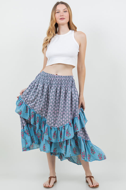Cotton Voile Layered Long Skirt