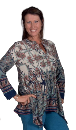 Viscose Paisley Print Long Sleeve Top
