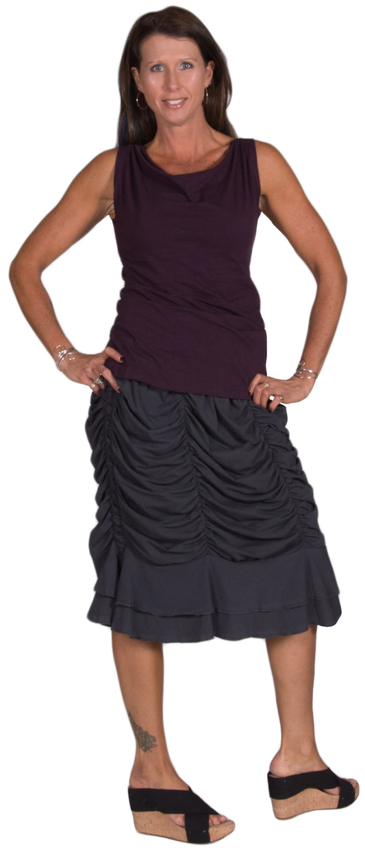 Cotton ¾ Length Gathered Skirt