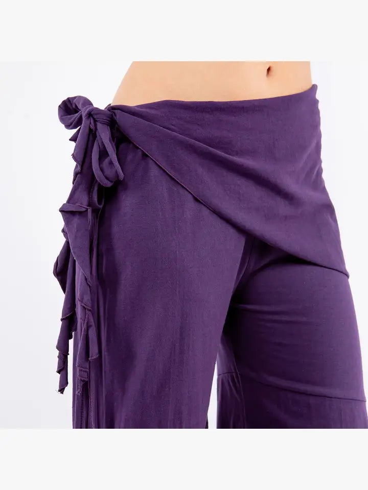 Cotton Layered Wide Leg Pant with Draw String