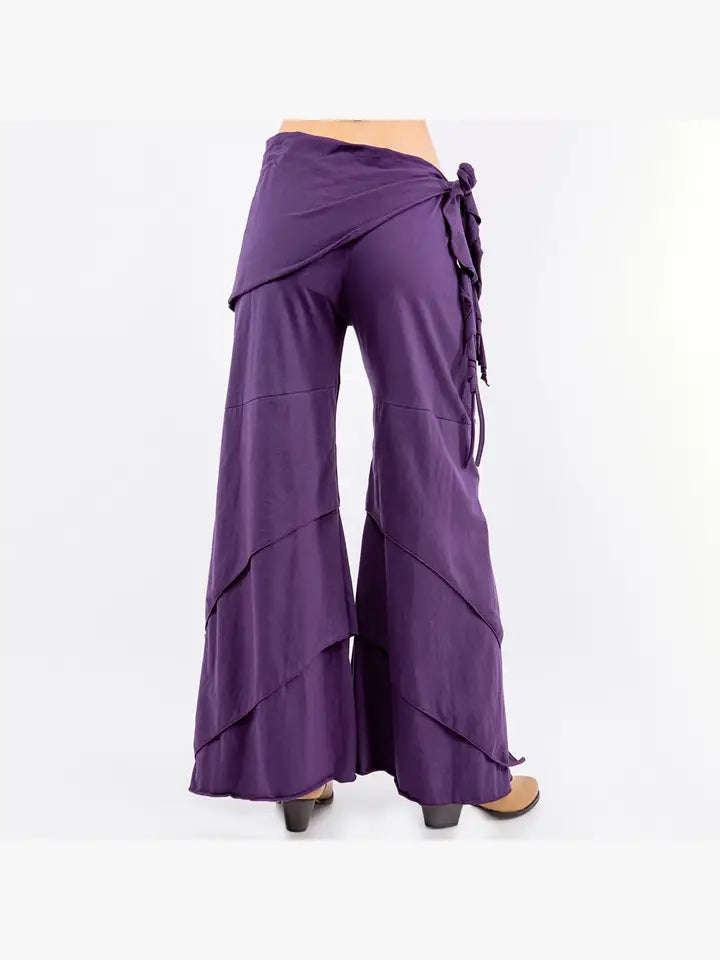 Cotton Layered Wide Leg Pant with Draw String