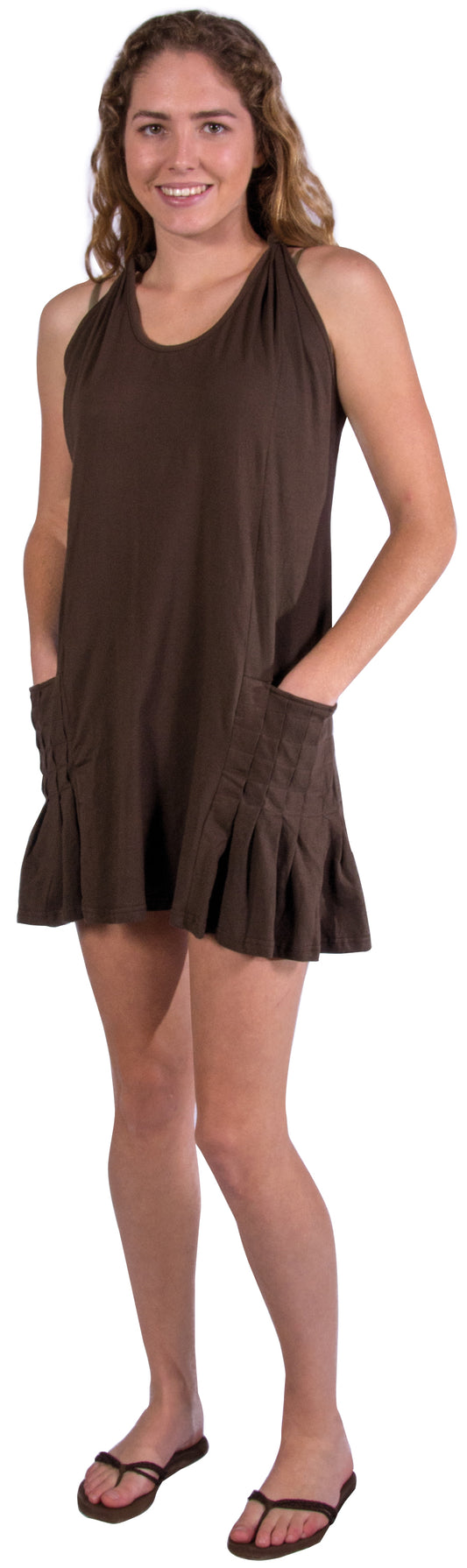 Cotton Pocket Mini Halter Dress