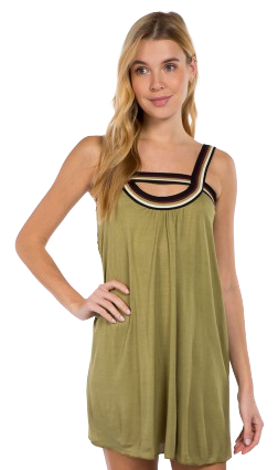 Viscose Mini Dress with Colorful Straps