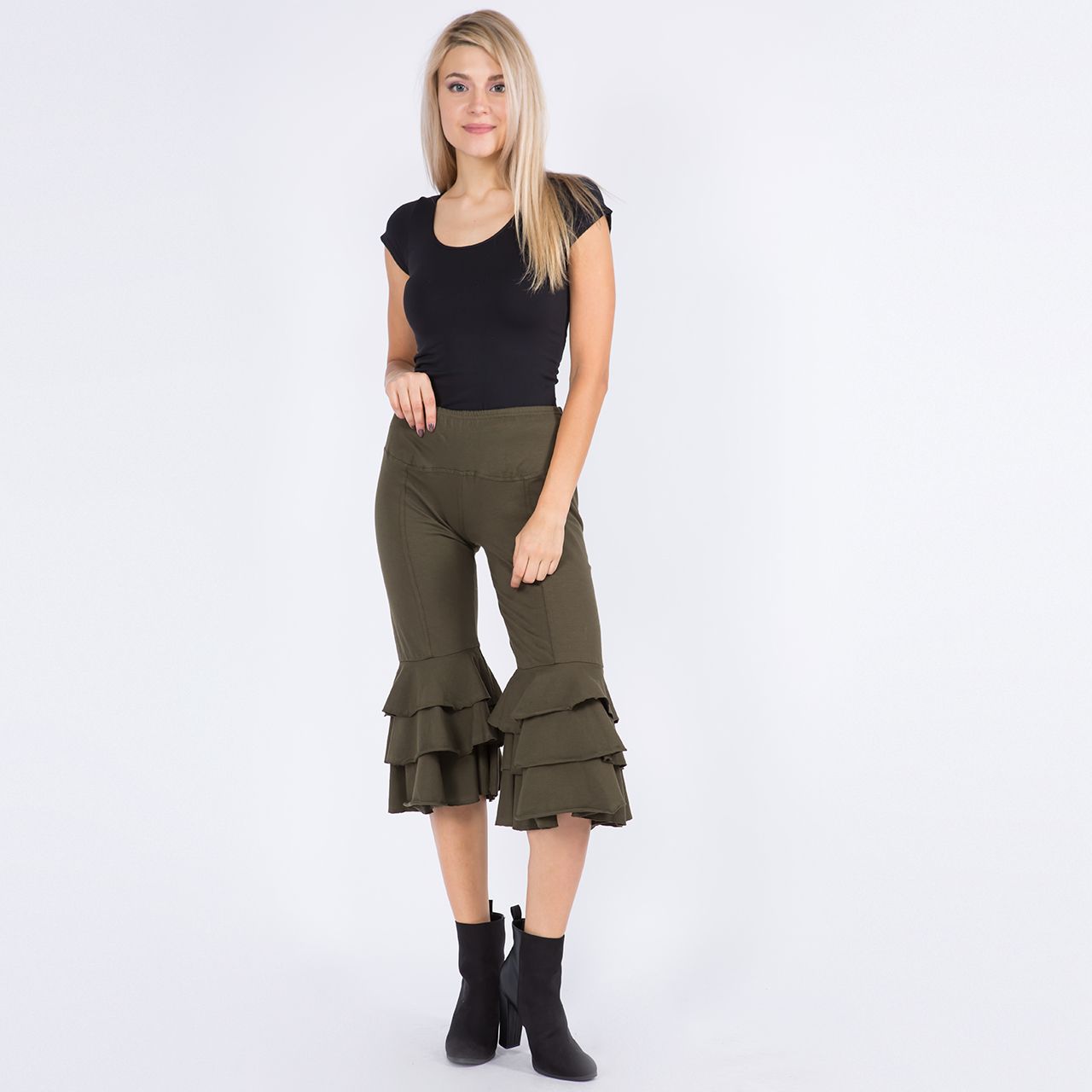 Cotton/Lycra ¾ Length Three Layer Cuff Pant