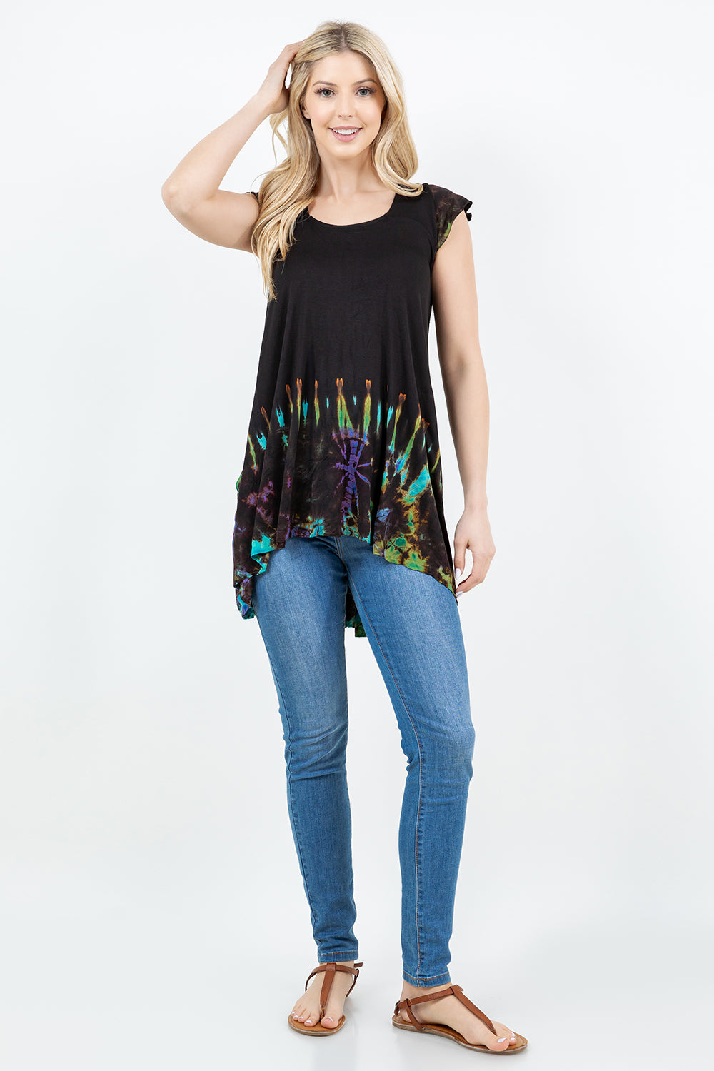 Viscose Tie Dye Halter Dress with Pockets