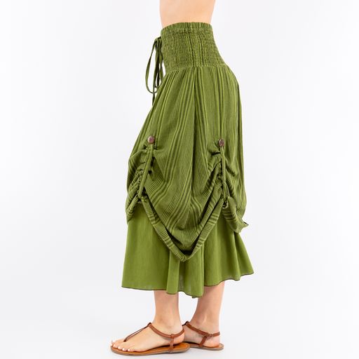 Cotton Hand Loomed Cinch up Long Skirt/Dress