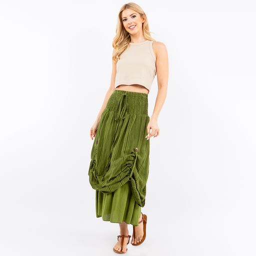 Cotton Hand Loomed Cinch up Long Skirt/Dress