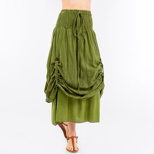 Cotton Hand Loomed Cinch up Long Skirt/Dress