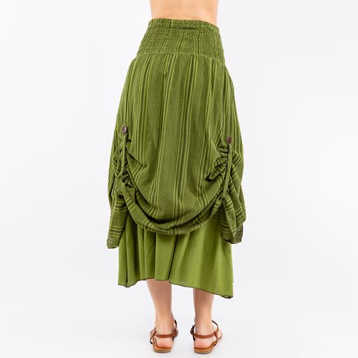 Cotton Hand Loomed Cinch up Long Skirt/Dress