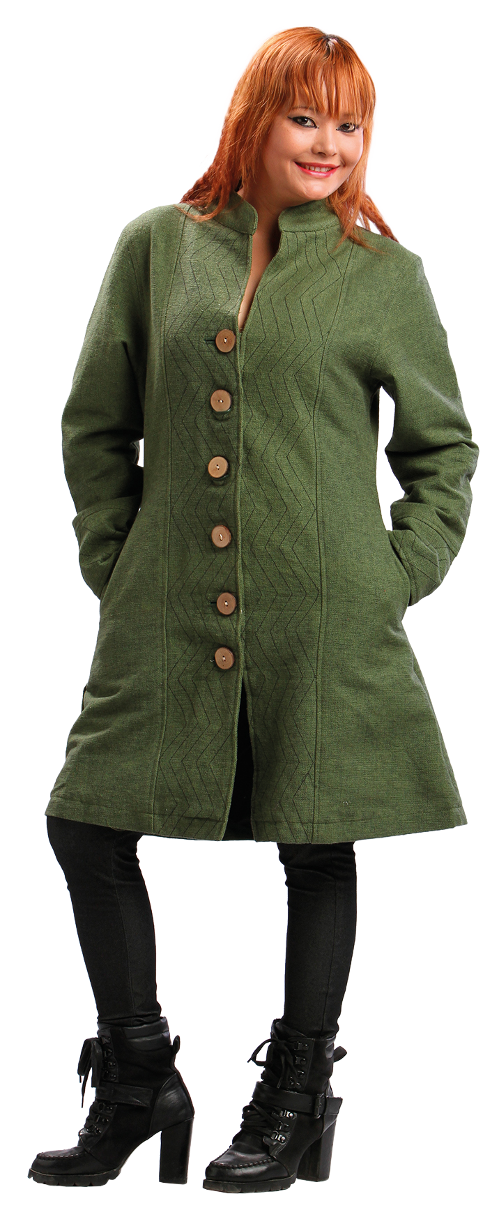 Hand loomed Cotton Coat with Stitching