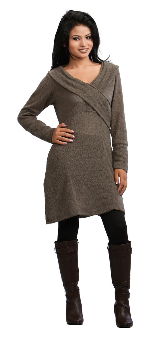 Acrylic Knit Long Sleeve Dress