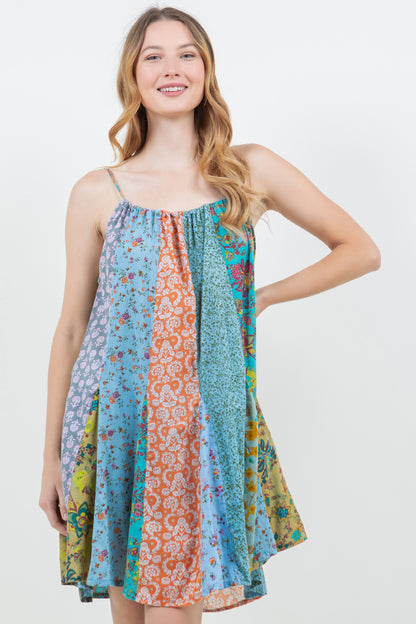 Cotton Knee Length Panel Dress With Pockets