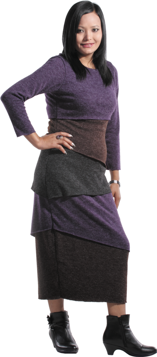 Acrylic Knit Multi Layer Long Dress