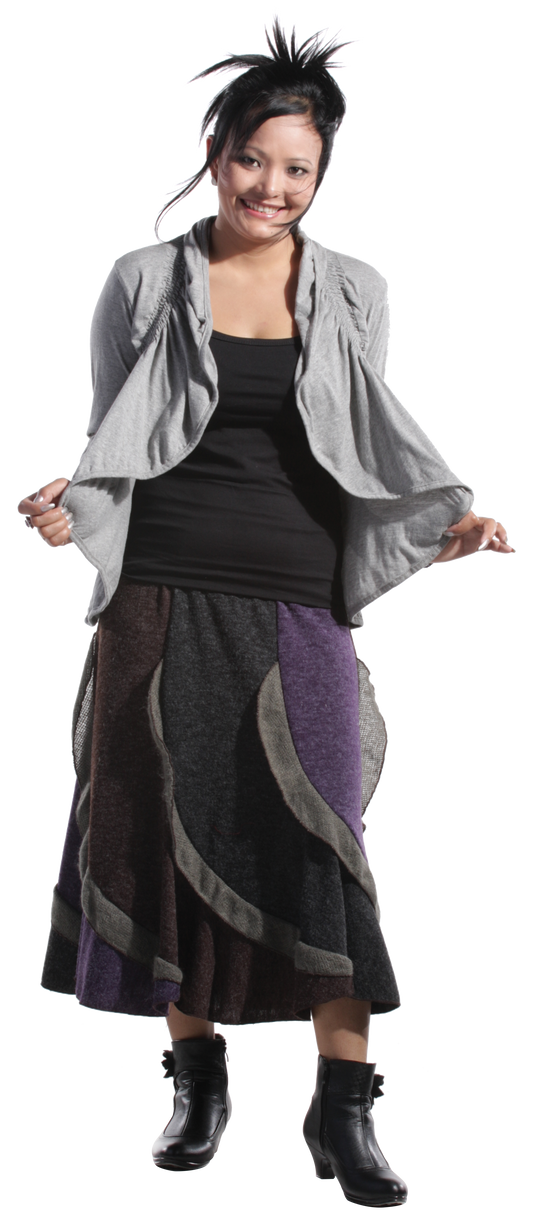 Acrylic Knit Panel Swirl Skirt