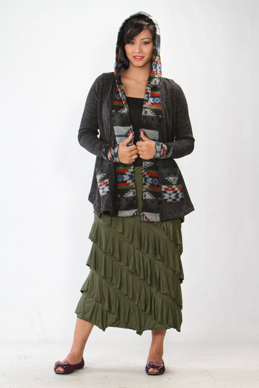 Viscose ¾ Length Draped Skirt
