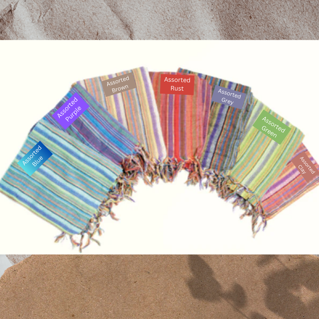 Cotton Stripped Scarf with Lurex Thread