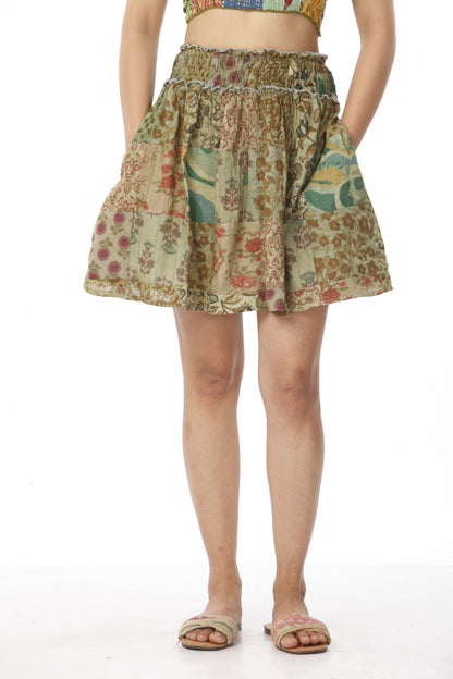 Cotton Patchwork Dress And Bando Set With Pockets