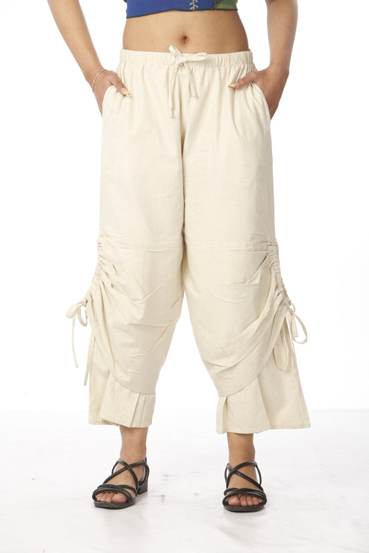 Cotton Two-Layered Cinch Up Pants