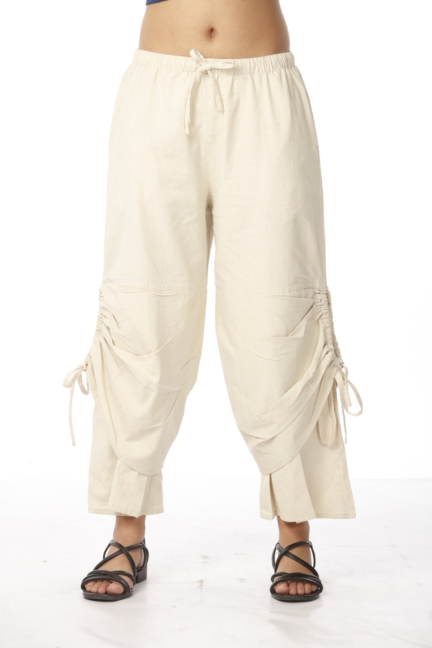 Cotton Two-Layered Cinch Up Pants