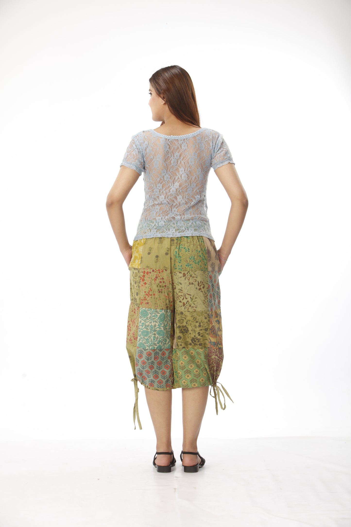 Cotton Patchwork ¾ "Summer At The Beach" Pants