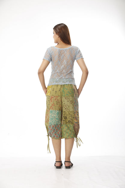 Cotton Patchwork ¾ "Summer At The Beach" Pants