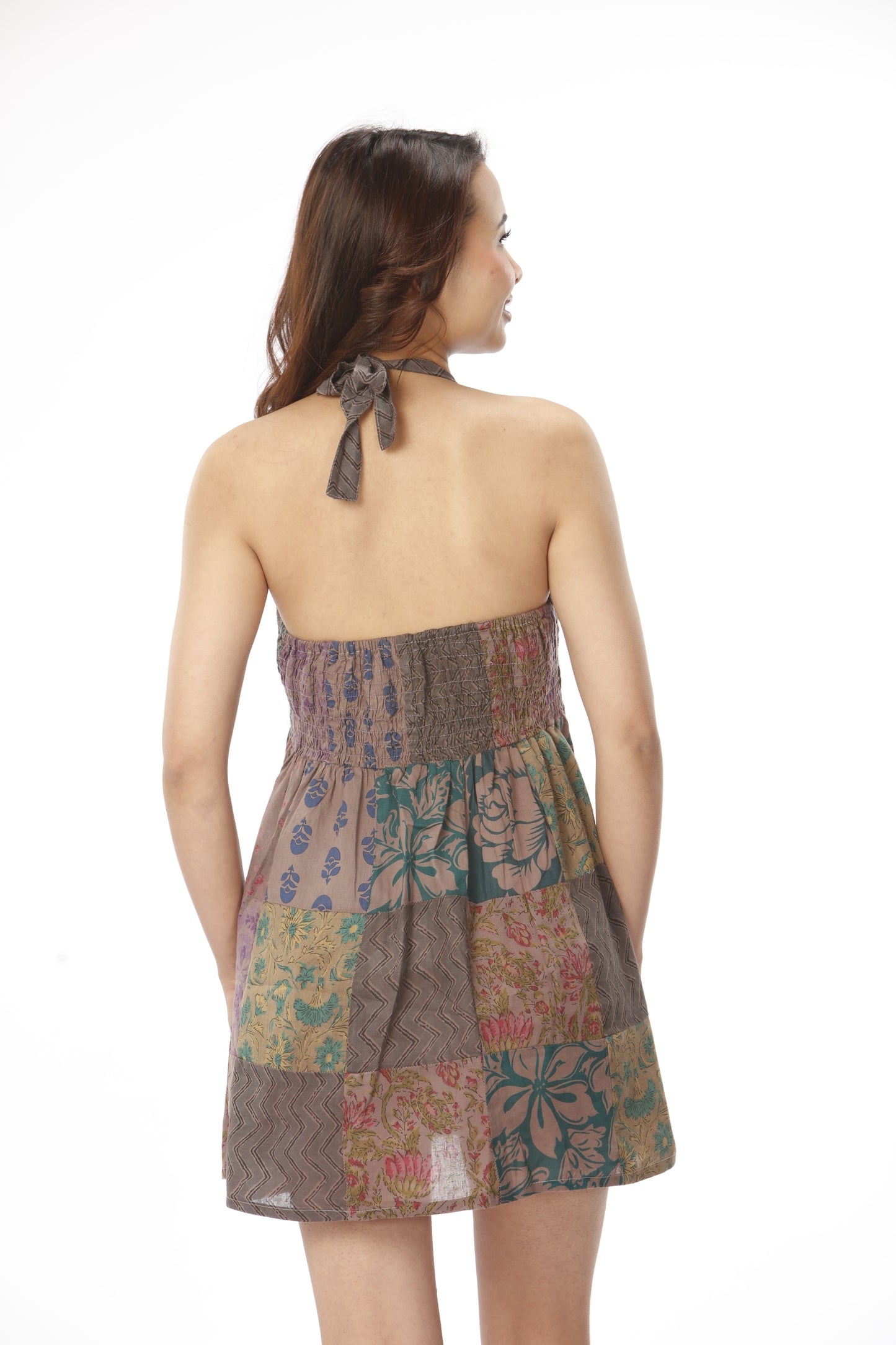 Cotton Patchwork Mini "Lets Go To The River" Dress With Pockets